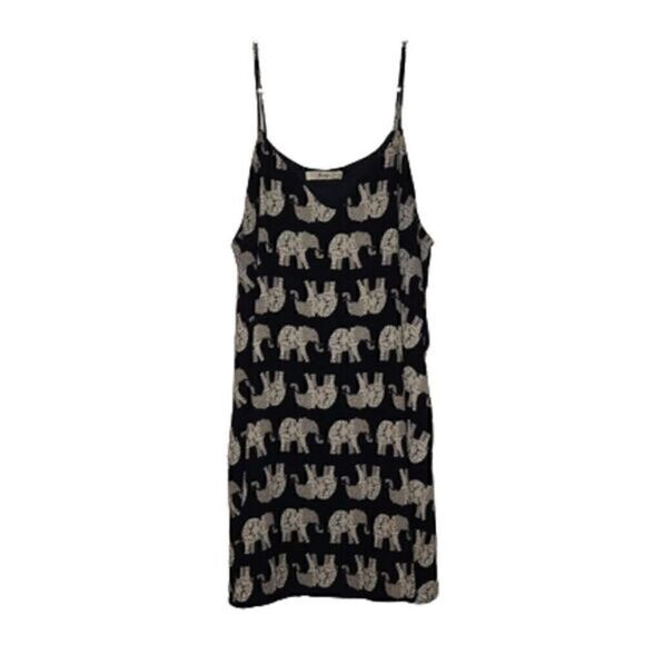 Fringe Bohemian Elephant Printed Spaghetti Strap A-line Dress - Picture 1 of 8